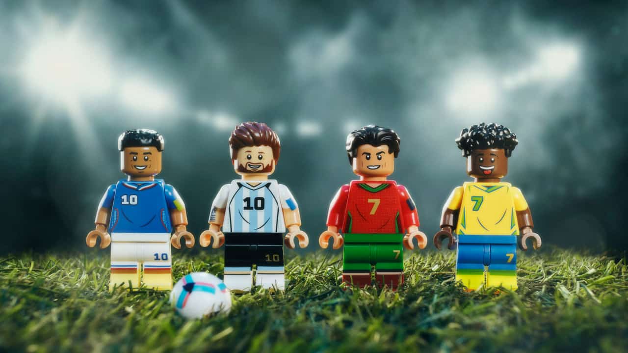 Construyendo historia: el Grupo LEGO se asocia con Cristiano Ronaldo, Kylian Mbappé, Lionel Messi y Vini Jr. para celebrar la magia del fútbol