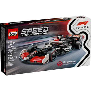 LEGO® Speed Champions MoneyGram Haas F1® Team VF-24 77250 con minifigura de piloto, halo, alerón trasero, neumáticos Pirelli y detalles auténticos de la temporada 2024 de Fórmula 1.