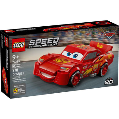Set LEGO Speed Champions Rayo McQueen de Cars con el número 95, rayo amarillo y naranja, logo Rust-Eze y neumáticos Lightyear.