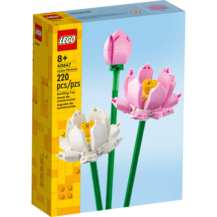 Ramo LEGO Flores de Loto 40647 con flores rosas y blancas en tallos verdes