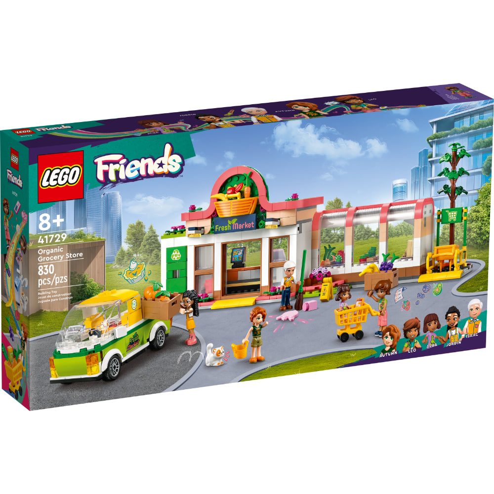 LEGO Friends Supermercado Orgánico 41729 con minipersonajes, carros y tienda de alimentos