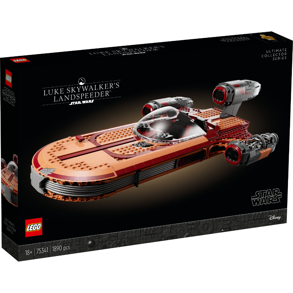 Viaja al planeta Tatooine con el set LEGO® Star Wars™ Ultimate Collector Series Landspeeder de Luke Skywalker (75341). Recrea cada detalle del icónico X-34, desde la cabina hasta el motor de turbina, usando nuevas técnicas y elementos LEGO hechos a medida. Incluye soporte de exhibición, placa técnica y minifiguras de Luke Skywalker con sable de luz y C-3PO. Un proyecto coleccionable y desafiante ideal para adultos y fans de Star Wars.