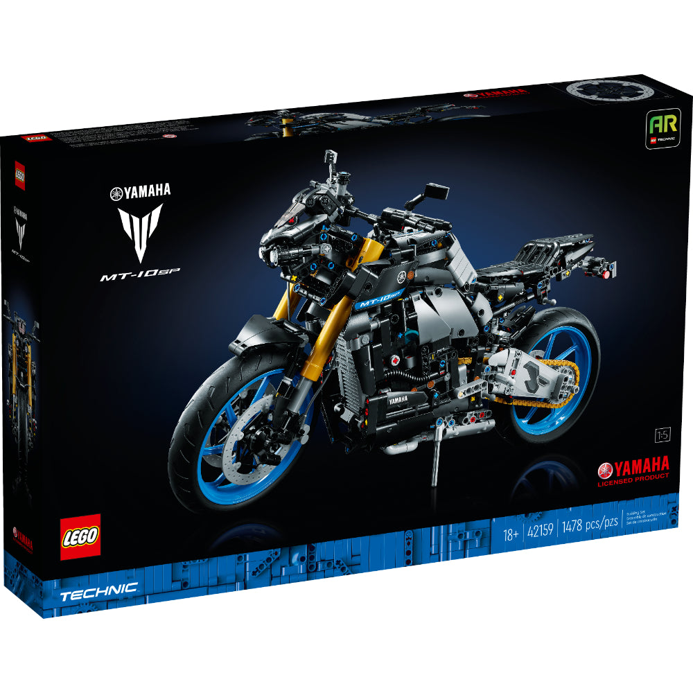 Maqueta LEGO Technic Yamaha MT-10 SP con motor de 4 cilindros, transmisión de 3 velocidades y base de exposición